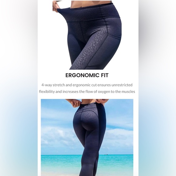 NWOT- Platinum Sun Swim & Gym Leggings, UPF 50+| Cheetah -Black, size Large - Picture 9 of 13